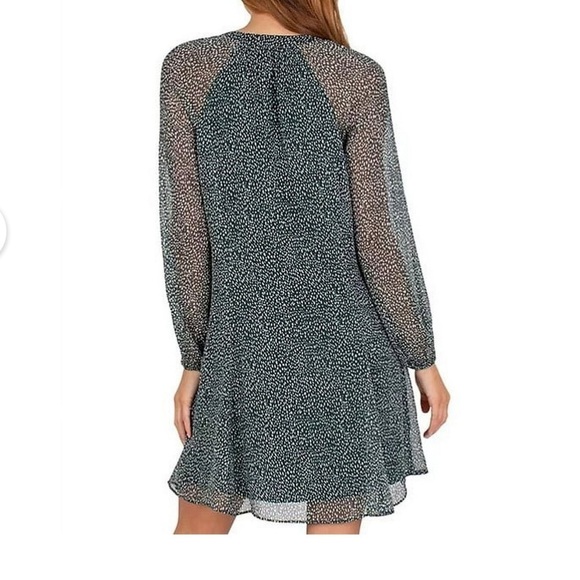 Joie Limited Edition Balloon Long Sleeve Green Flowy Chiffon Fall Mini Dress - Picture 2 of 9